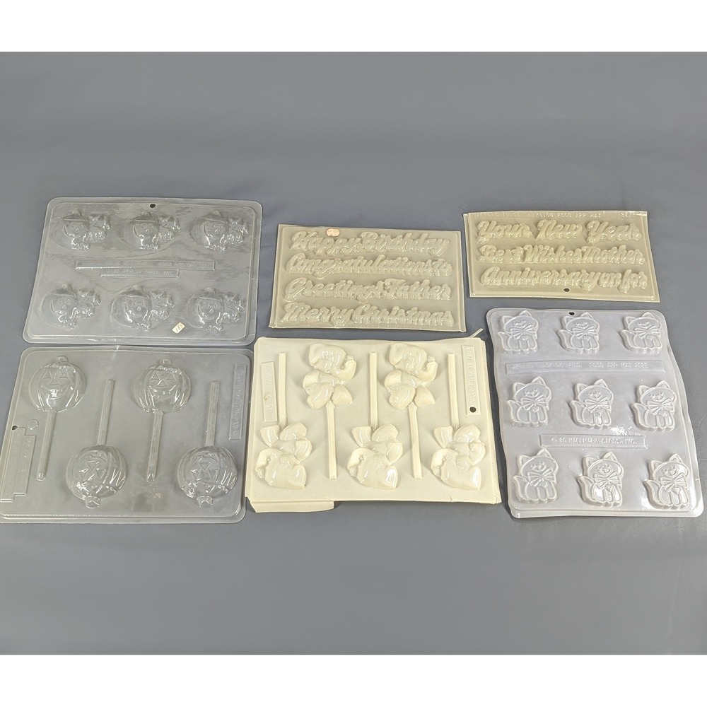 Vintage Apollo Hallmark Plastic Candy Chocolate Mold Lot Halloween Holiday Cat
